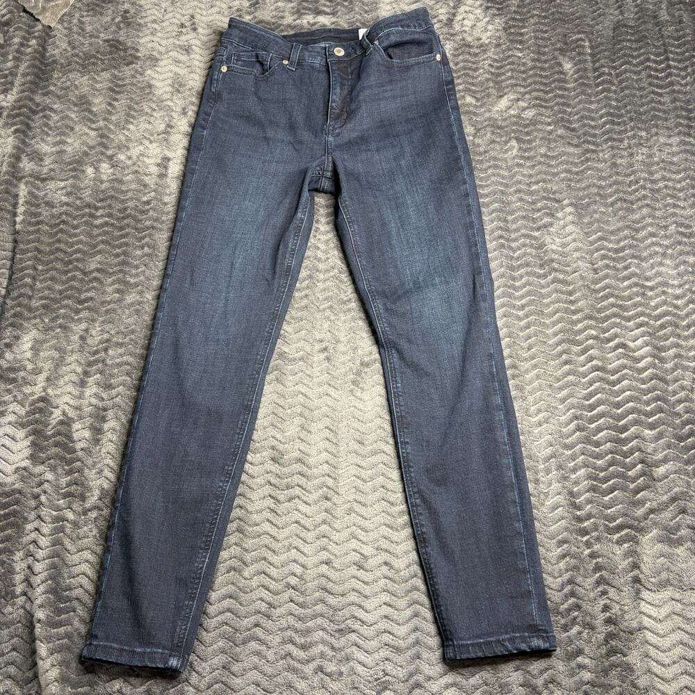 Cosmic Blue Love High Rise Slim Straight Jeans 28 Dark Wash Stretch